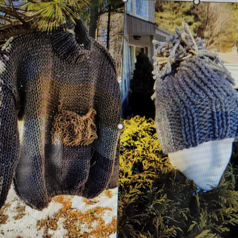 Wool winter set, hand knitted, gray/brown shades, sweater and matching hat